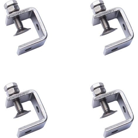 4-teiliges C-Klemmen-Set, robuste C-Klemme, robuste Edelstahl-Klemme, Verwendung für Heimwerker, Holzbearbeitung und Hardware-Befestigung (Silber)