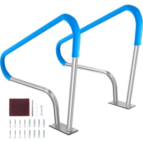 Rampe Piscine, 1220x905 mm, Main Courante Piscine Acier Inoxydable avec Plaque de Base, 2PCS Barre d'Appui Sécurité Antirouille, Accessoires, pour Piscines, Intérieur, Extérieur, Terrasses, Spas (1/5)