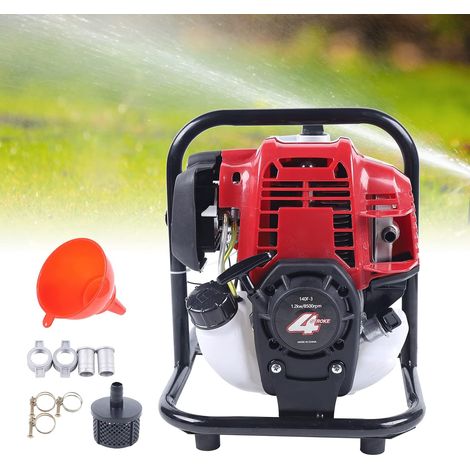 Pompe à eau avec moteur à essence 4 temps 1" monocylindre haute pression Pompe de jardin monocylindre, refroidisseur à air, flottabilité maximale 30 m, 1,2 kw, 8500 tr/min
