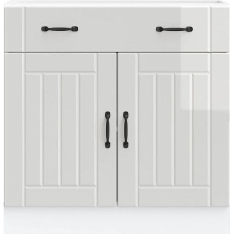 Meubles de Cuisine Lucca - Armoires et Placards en Bois d'Ingénierie, Finition Blanc Brillant, Design Moderne pour Cuisines Françaises (1/5)