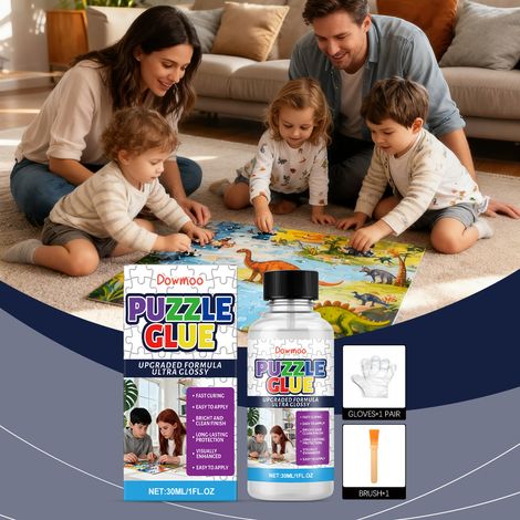 Kit de colle pour puzzles - Puzzles à faire soi-même - Transparente, ne jaunit pas, idéale pour les étudiants et le bureau - 30 ml + Gants + Pinceau (1/5)