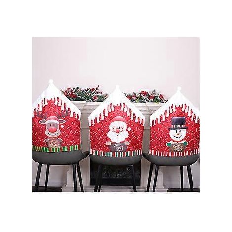 3er-Set Weihnachtsstuhlhussen für Esszimmer, Tischdekoration, Weihnachtsmannmütze, Stuhllehnenbezug für Weihnachten, Restaurant, Feiertage, Feste, Partys