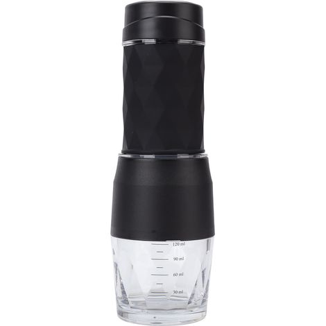 Cafetière manuelle portable de voyage, compatible avec café moulu et capsules, pour une utilisation en extérieur (noire). (1/5)