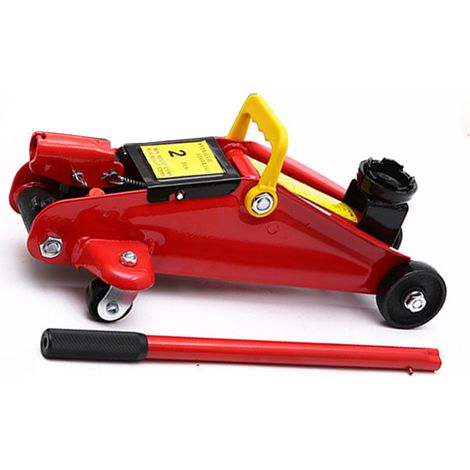 Cric hydraulique robuste 2 tonnes rouge, appareil d'entretien auto pour SUV, camion et engins lourds (1/5)