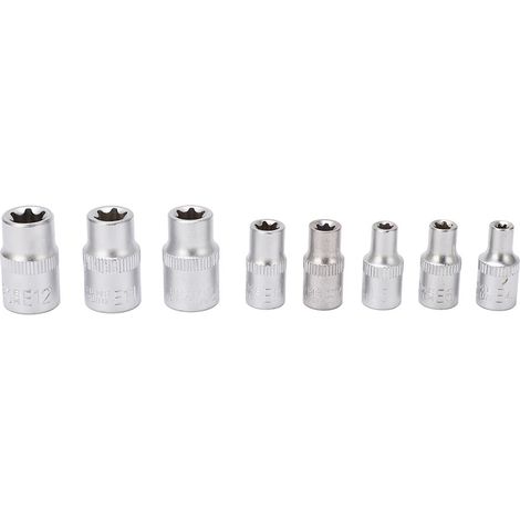 Jeu de 14 douilles Torx étoile E4-E24, embouts 1/4", 3/8", 1/2", kit outillage réparation (1/5)