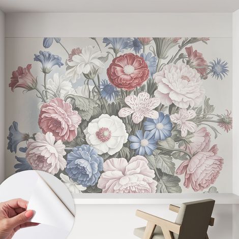 Papier peint autocollant avec imprimé pour cuisine facile à appliquer pour mur a motif Bouquet coloré 152x104 cm (1/5)