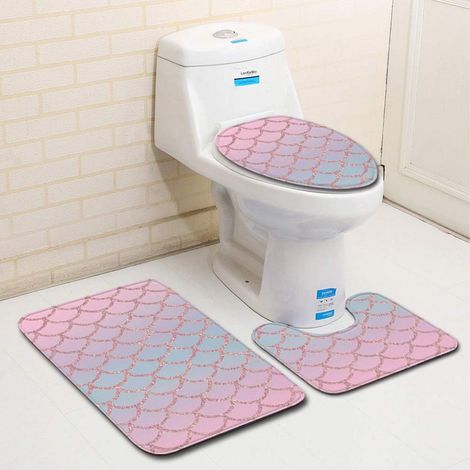 Nouveaux tapis de bain antidérapants, ensemble de 3 tapis de bain contour pour salle de bain, tapis de toilette WC(C)
