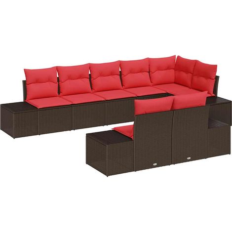 Gartensofa-set mit Kissen 8 pcs Braun Poly-Rattan vidaXL