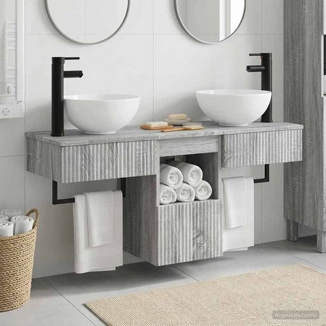 vidaXL Bathroom Furniture Set 3 pcs Grey Sonoma Engineered Wood (1/5)