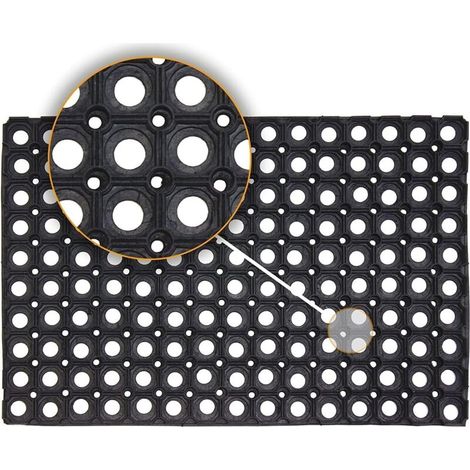 Tapis creux en caoutchouc pour extérieur, anti-fatigue, antidérapant, noir, léger, lavable, grande rampe d'entrée, tapis de sol épais pour enfants (40 x 60 cm)