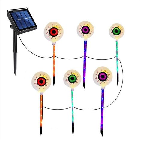 6 lampes solaires jardin, yeux effrayants Halloween, décorations extérieures autonomes pour patio et cimetière