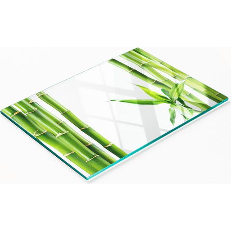 Tablero decorativo multifuncional de cocina de vidrio templado con forma de bamb煤, 80x52 cm.