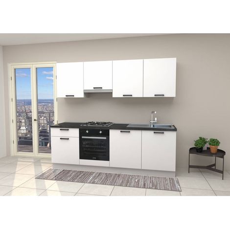 CUCINA SILVIA 240 BIANCO TOP ANTRACITE NON FORATO