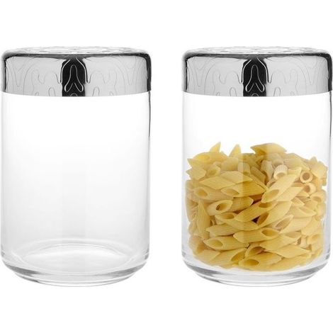 Alessi MW21-100 Barattolo Ermetico Dressed 1 L Vetro Acciaio Inox 18-10 colore Argento