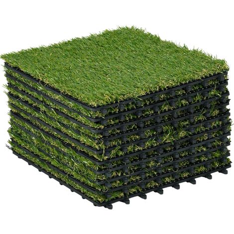 10 piastrelle di prato sintetico 30 x 30 cm altezza 25 mm verde scuro HOMVRA (1/4)