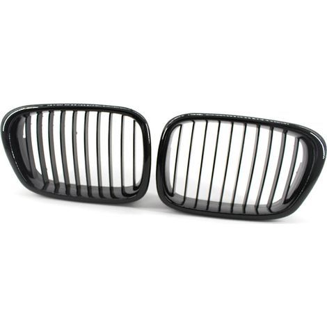 Parrilla delantera de dos piezas en negro brillante, parrilla de riñón, parrilla de carreras, repuesto para BMW Serie 5 E39 M5 1999-2003, modelo: negro brillante 26 (1/5)