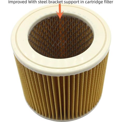 Filtro a cartuccia con supporto in acciaio compatibile con i filtri a cartuccia Karcher serie WD WD2 WD3 WD3P A2004 MV2 MV3 per aspirapolvere a secco e a umido. (1/4)