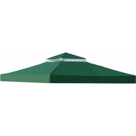Waterproof gazebo replacement canopy, with breathable mesh, UV-resistant and stable, double roof structure, including drainage holes, ideal for garden sheds (3 x 3 m Green) (1/5)