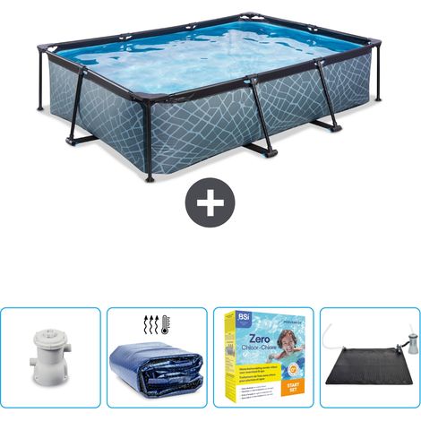 Exit Pool Rechteckig - Steinoptik - 300x200x65 cm - 5-teilig SCB69 (1/4)