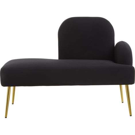 Interiors by Premier Black Left Arm Chaise Lounge, Modern Luxury Black and Gold Chaise Lounge, Contemporary Chaise Lounge Sofa (1/5)
