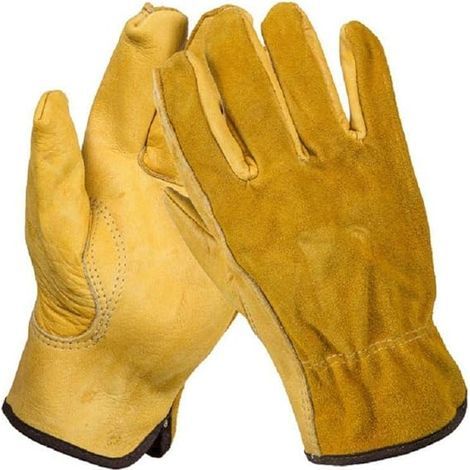 Gants de jardinage en cuir anti-épines Étanches, antidérapants, flexibles Design élastique pour confort Taille L (1/5)
