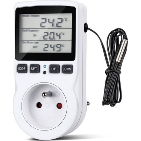 Prise Thermostat - Digital - 16 A - 3680 W - Écran LCD - -40 à 120 ℃ - 5 Modes - 1 Pièce (1/4)