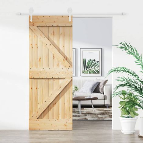 Puerta corredera con herrajes madera maciza de pino 85x210 cm vidaXL (1/5)