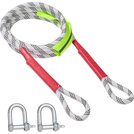 Corde de Remorquage Voiture avec Manille, Câble de Remorquage d'urgence, Ceinture de Sauvetage Offroad, Corde de Treuil, Sangle de Remorquage pour Voiture, Camping Car (3M 3T) (1/5)