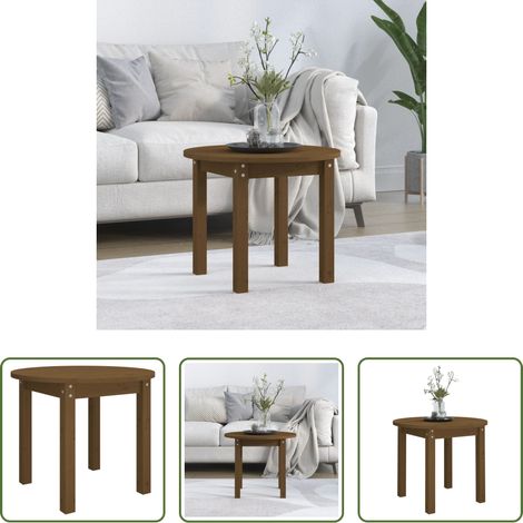 Table basse marron miel - Table basse Marron miel Ø 55x45 cm Bois massif de pin (1/5)
