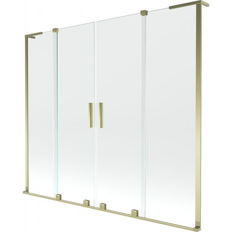 Mexen Velar L Duo paroi de baignoire 2 panneaux coulissants 180 x 150 cm, transparent, doré - 896-180-003-02-50 (1/2)