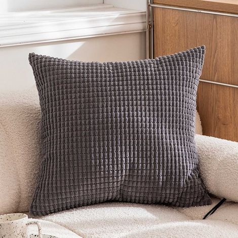 Housse De Coussin - Velours Côtelé À Rayures - 60 x 60 cm - Pour Salon Chambre - Lot De 2