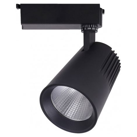 Faretto a binario 30w 4000k telma nero 2700lm 36º regolabile 330º regx19x9 cm