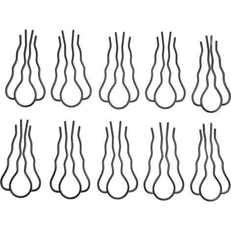 10 Pinces à Cheveux en Métal Forme U Noir Vintage Français Coiffage Accessoires Coiffure Lot (1/5)