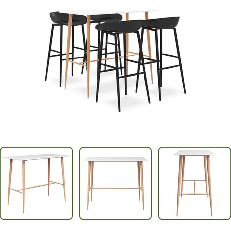 Tabouret de bar -  Ensemble de bar 5 pcs Blanc et noir (1/5)