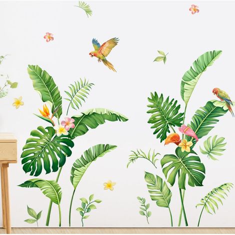 Stickers Muraux Design Naturel Décoration Murale Contemporaine Autocollant Mural Plante Tropicale Arbre et Palmier Tropical pour Salon Chambre Bureau ou Cuisine Stickers Adhésifs (1/5)