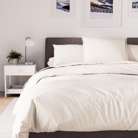 Housse de Couette en Polycoton 260x240 cm Percale Lin, Idéale Location saisonnière et Hotellerie (1/3)