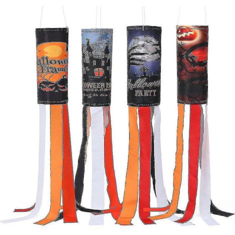4er-Pack Halloween-Windsocken-Fahnen zur Dekoration von Höfen und Außenbereichen zum Aufhängen