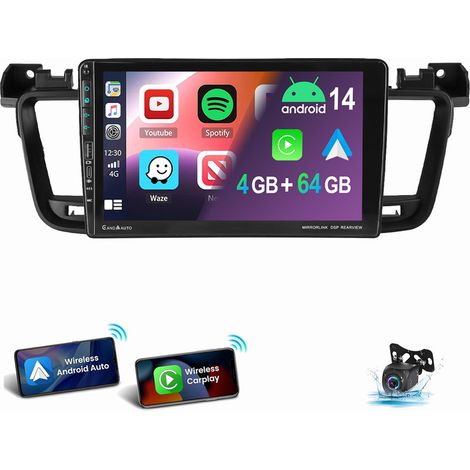 Autoradio Android 14 pour Peugeot 508 (2011-2018) GPS SAT RDS WIFI SWC BT FM 2+64G CAM