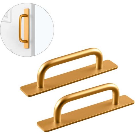 Maniglia per porta in 2 pezzi, maniglia per finestra, maniglia per porta in lega di alluminio, maniglia per cassetto, maniglia autoadesiva per armadio, 15 x 2,5 x 3,6 cm, non richiede foratura (1/5)