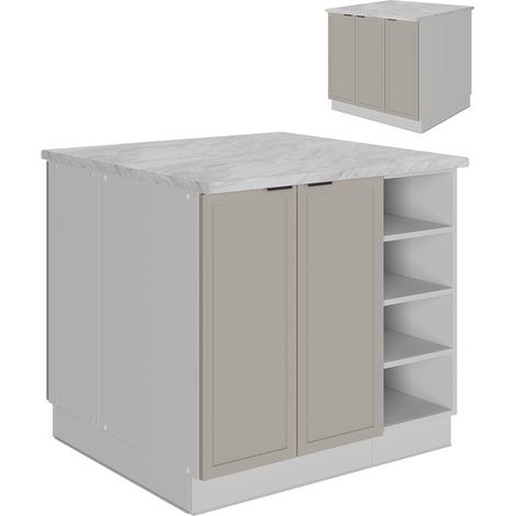 Isla de cocina Fame-Line, GrisBeige, 90 cm sin encimera, Vicco
