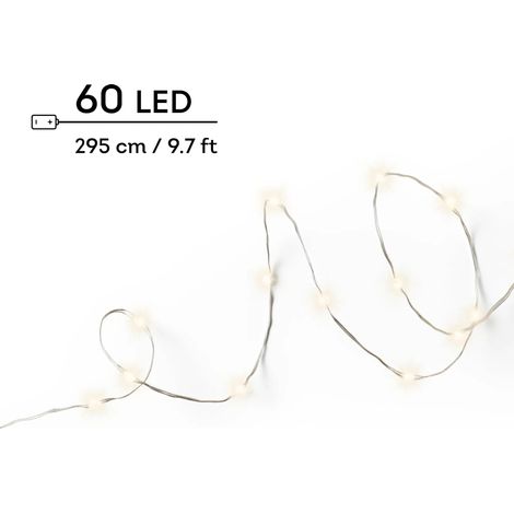 Guirlande micro LED argentée 295 cm lumière blanc chaud pour intérieur (1/5)