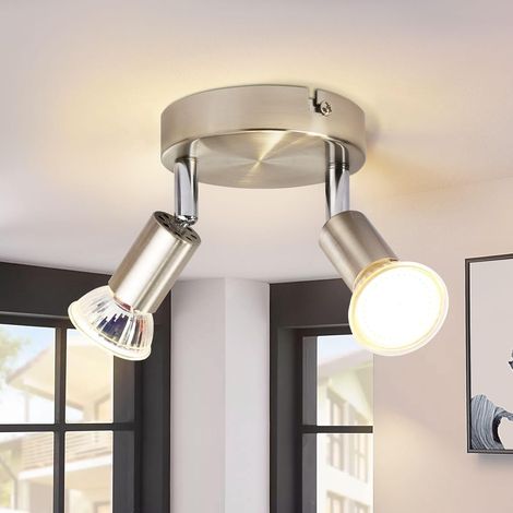 ZMH Spot de Plafond Lampe de Cuisine LED GU10 - Plafonnier 2 Ampoules Lampe de Chambre Ronde Lampe de Couloir Moderne Spots de Plafond à 350° pour Cuisines Couloir Chambre Salon - sans Ampoule (1/5)