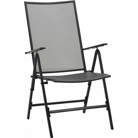Maison Exclusive - Sedie Pieghevoli a Rete 4 pz in Acciaio Antracite (1/5)