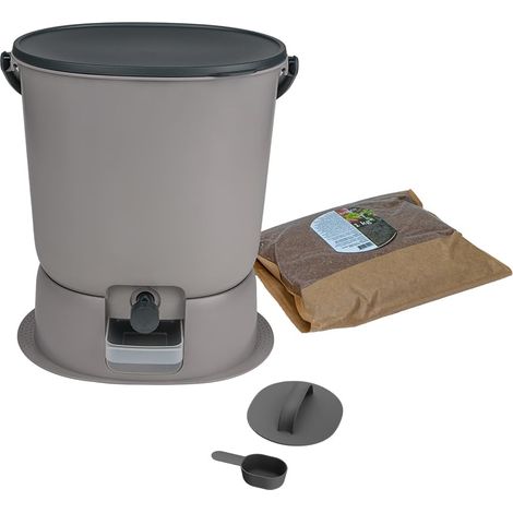 Composteur de Cuisine en Plastique Recyclé Essential Base 15,3L Light Gris (1/5)