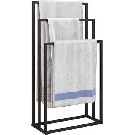 Porte-serviettes sur pied à 3 barres, échelle porte-serviettes en acier, 45 x 21,5 x 85 cm (1/5)
