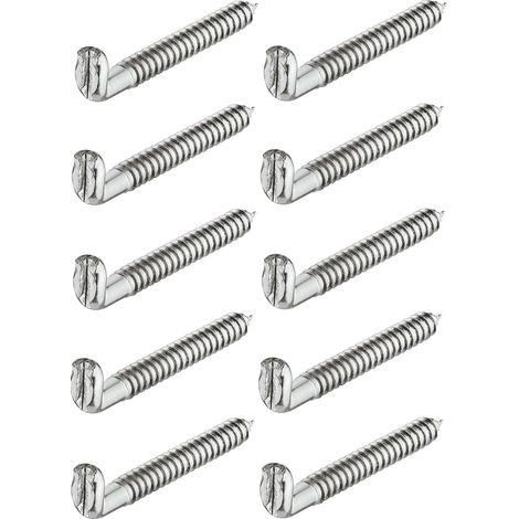 Cyclingcolors – Crochet de rangement acier galvanisé à visser 5,8mm x 55mm – Gond piton en L pour meubles et étagères – Vissage rapide avec tournevis plat
