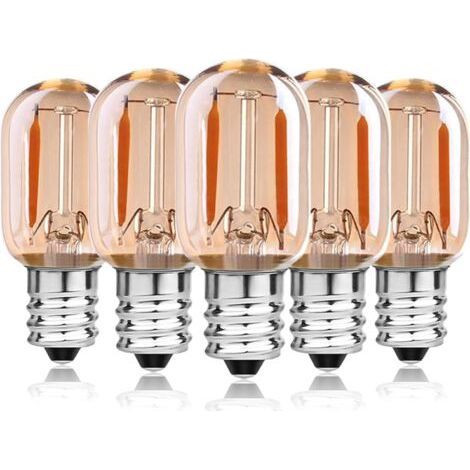 1W E14 Ampoules LED Filament Équivalent 10W, T22 Ampoule four Hotte Aspirante frigo Lustre Cristal, Lampe de Sel, Veilleuse Enfants, Tubulaire Blanc Chaud 2200K, Non Dimmable Decorative bulb, (1/5)