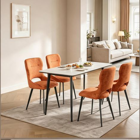Fauteuil de salle à manger rembourré orange avec accoudoirs (1/5)