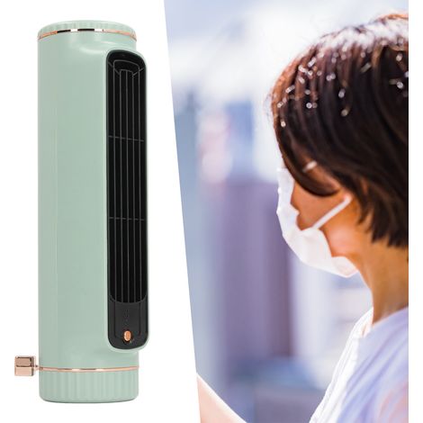 Ventilador de mesa sin aspas, 3 velocidades, silencioso, recargable, para oficina, dormitorio, uso exterior, verde (ABS/metal, 26,67 cm, 1200 mAh) (1/5)