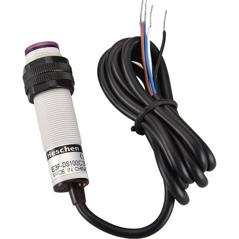 Heschen M18 Infrared Photoelectric Proximity Switch, Diffuse Reflection Type, E3F-DS100C3, Detection Distance 10-100cm, 10-30VDC 200mA, NPN NO+NC, 4 Wires (1/5)